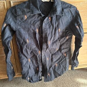 Janie and Jack 100% linen boys size 10 seahorse long sleeve dress shirt